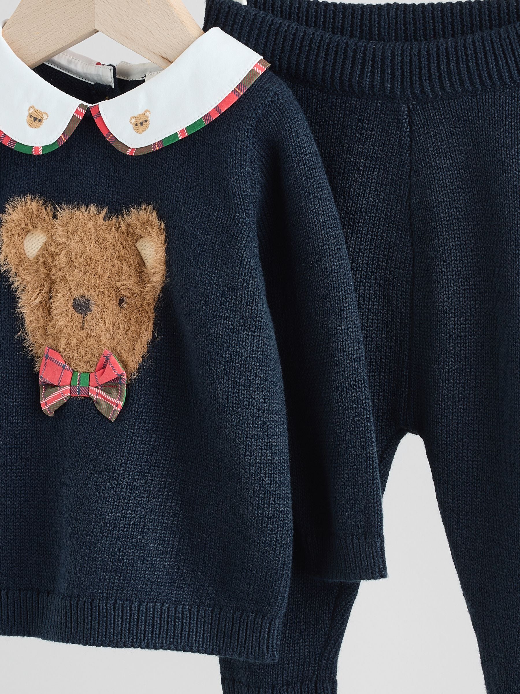 Navy Bear Knitted Jumper and Leggings Baby Set (0mths-3yrs) image 3
