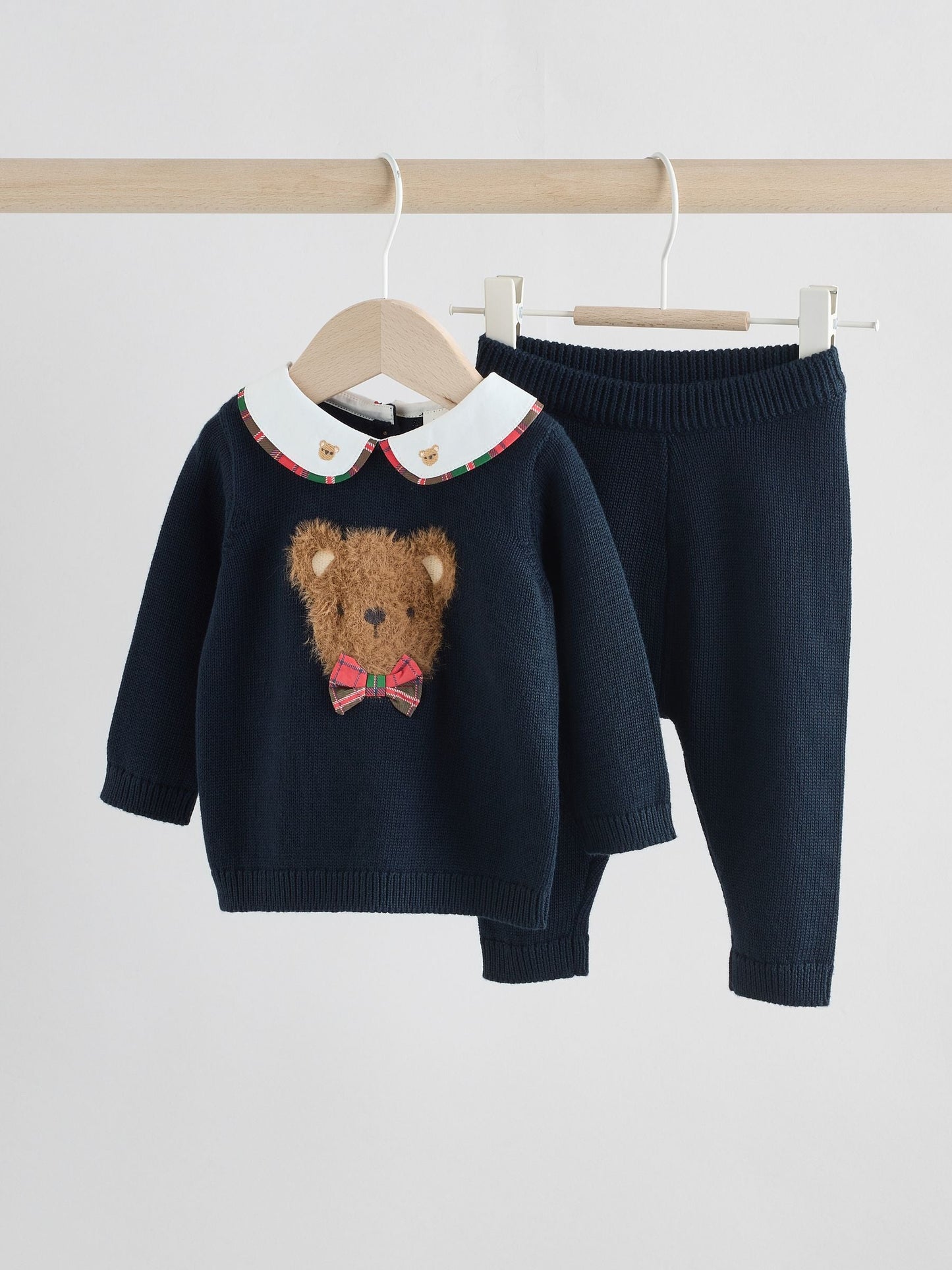 Navy Bear Knitted Jumper and Leggings Baby Set (0mths-3yrs)