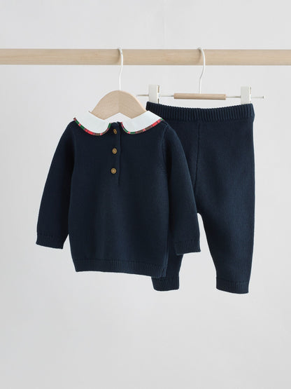Navy Bear Knitted Jumper and Leggings Baby Set (0mths-3yrs)