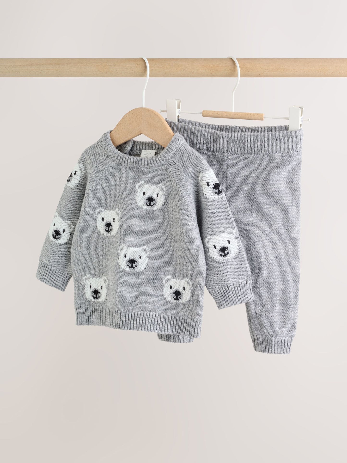Grey Bear Knitted Top and Leggings Set (0mths-2yrs) image 1