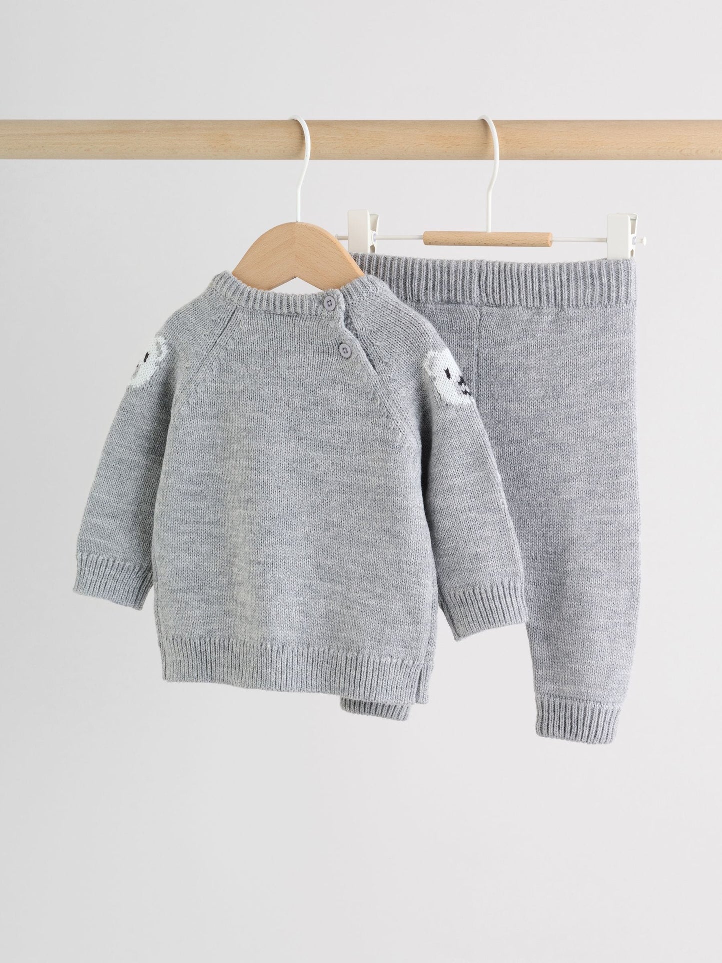 Grey Bear Knitted Top and Leggings Set (0mths-2yrs) image 2