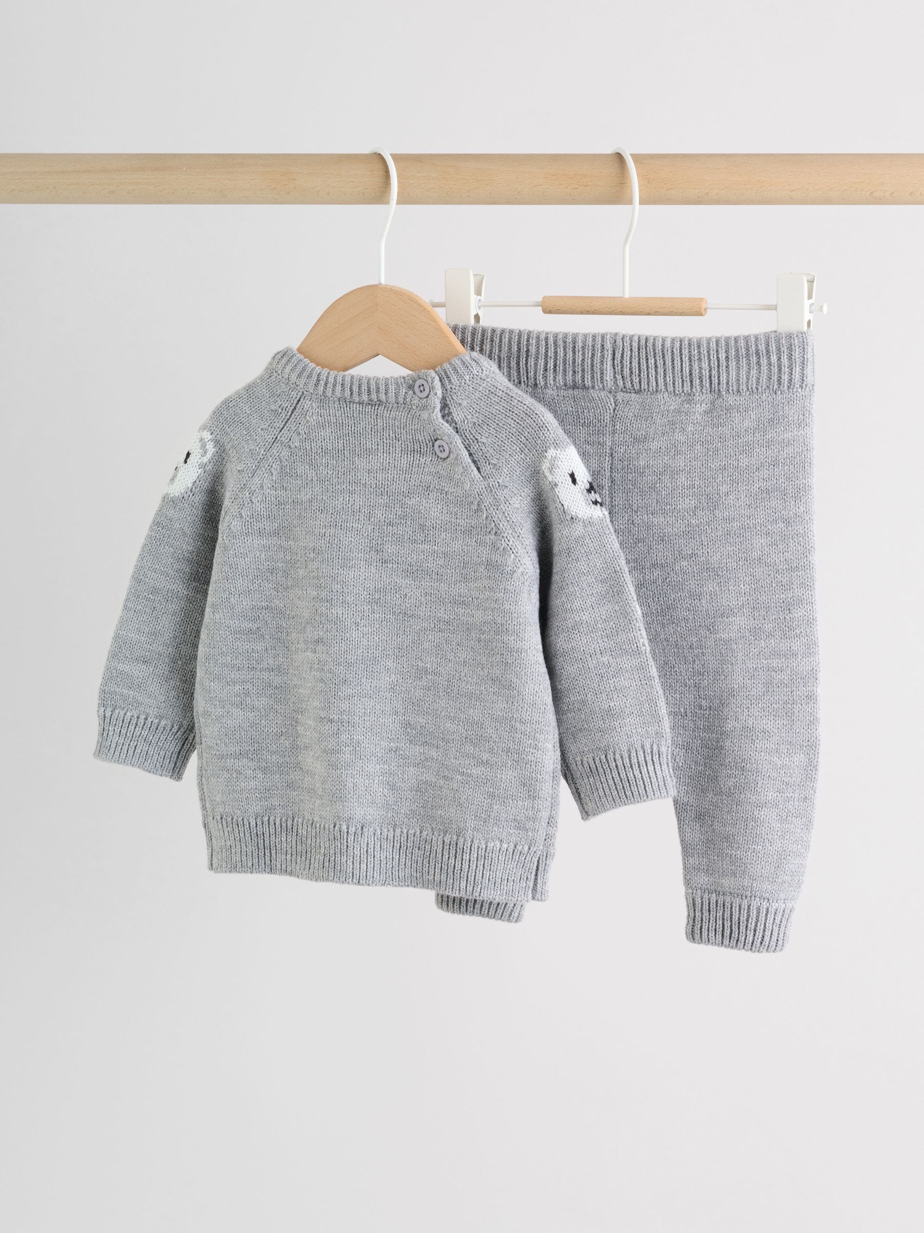 Grey Bear Knitted Top and Leggings Set (0mths-2yrs) image 2