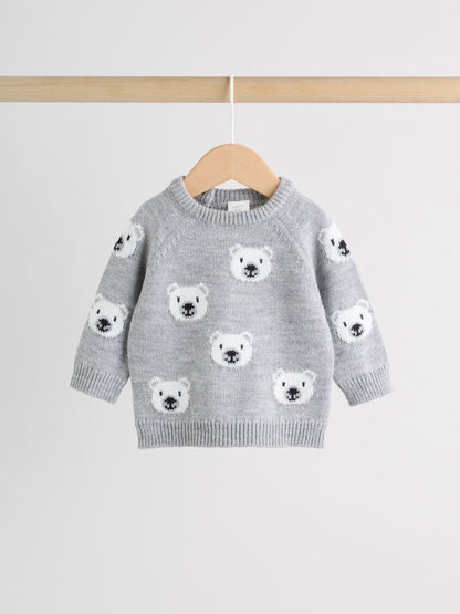 Grey Bear Knitted Top and Leggings Set (0mths-2yrs) image 3