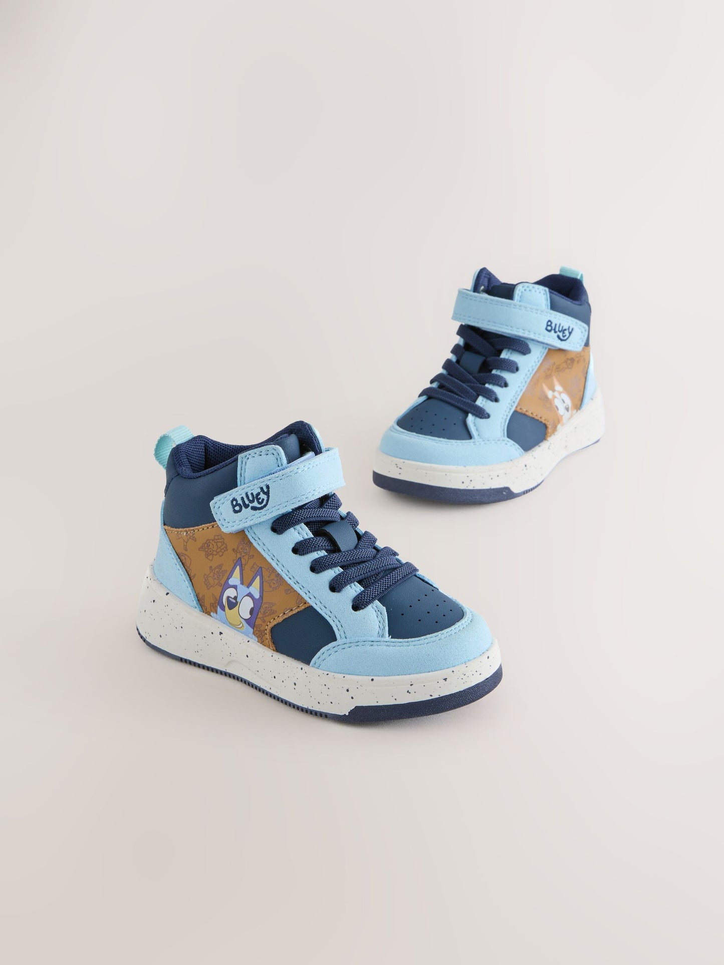 Navy Bluey Standard Fit (F) Touch Fastening Elastic Lace Hi Top Trainers image 1