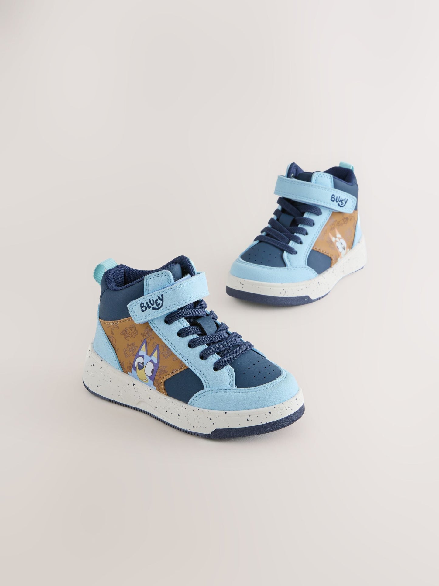 Navy Bluey Standard Fit (F) Touch Fastening Elastic Lace Hi Top Trainers image 2