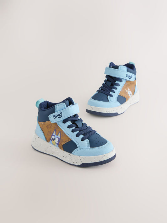 Navy Bluey Standard Fit (F) Touch Fastening Elastic Lace Hi Top Trainers image 2