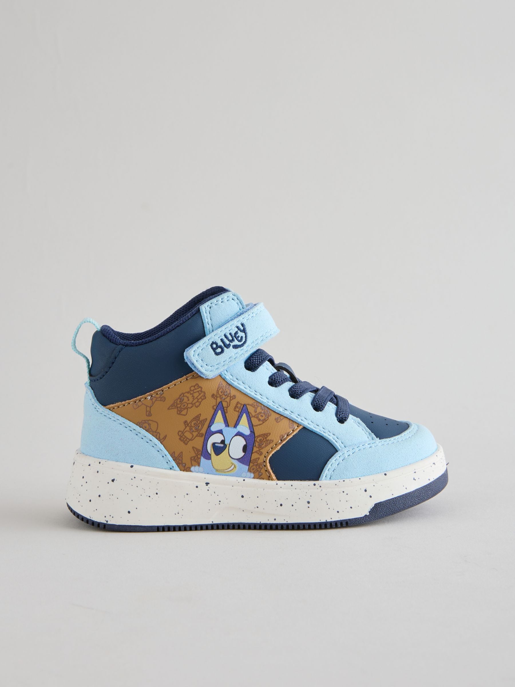 Navy Bluey Standard Fit (F) Touch Fastening Elastic Lace Hi Top Trainers image 3