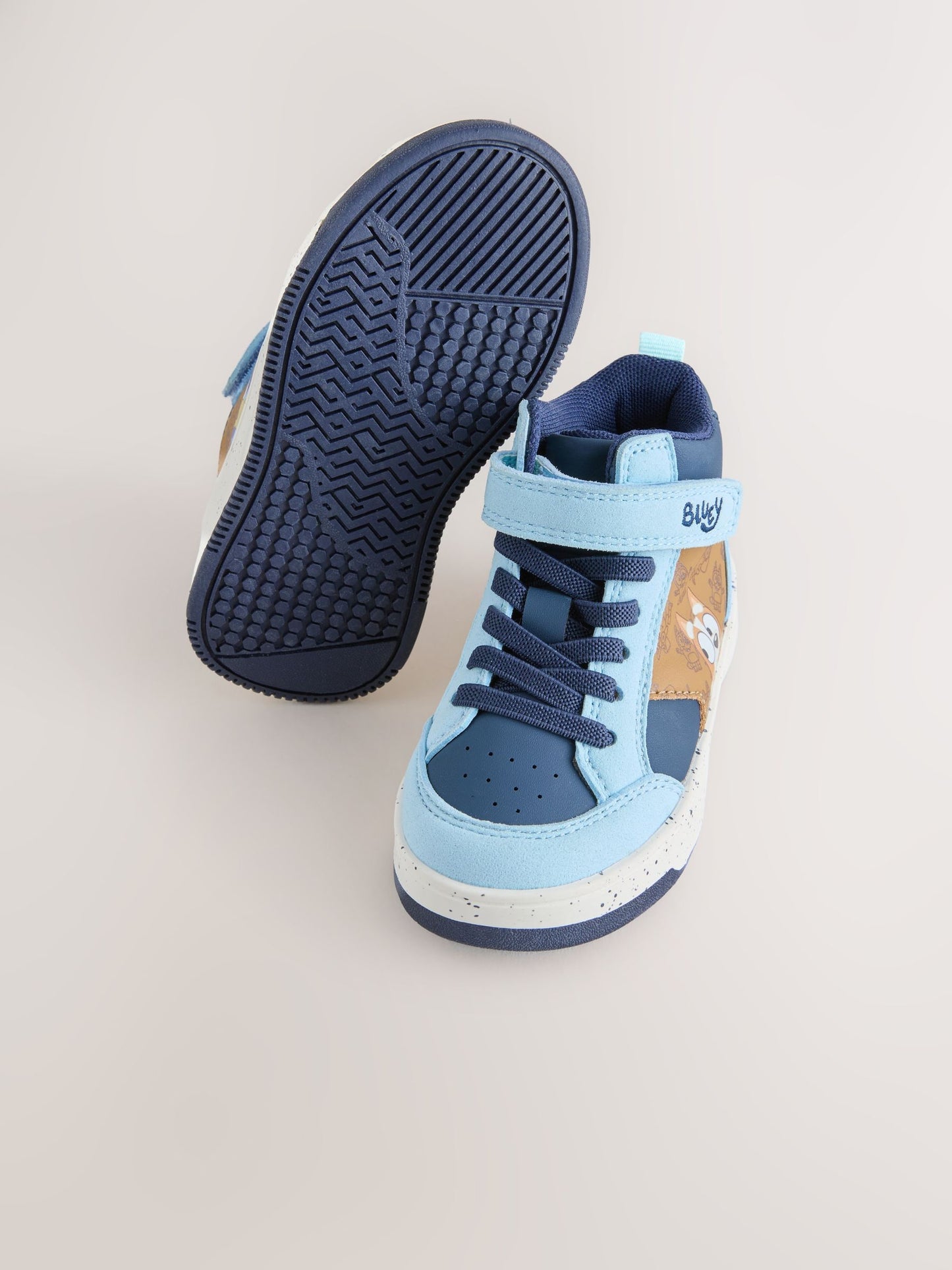 Navy Bluey Standard Fit (F) Touch Fastening Elastic Lace Hi Top Trainers image 5