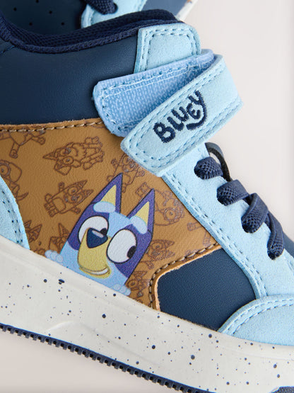 Navy Bluey Standard Fit (F) Touch Fastening Elastic Lace Hi Top Trainers image 6