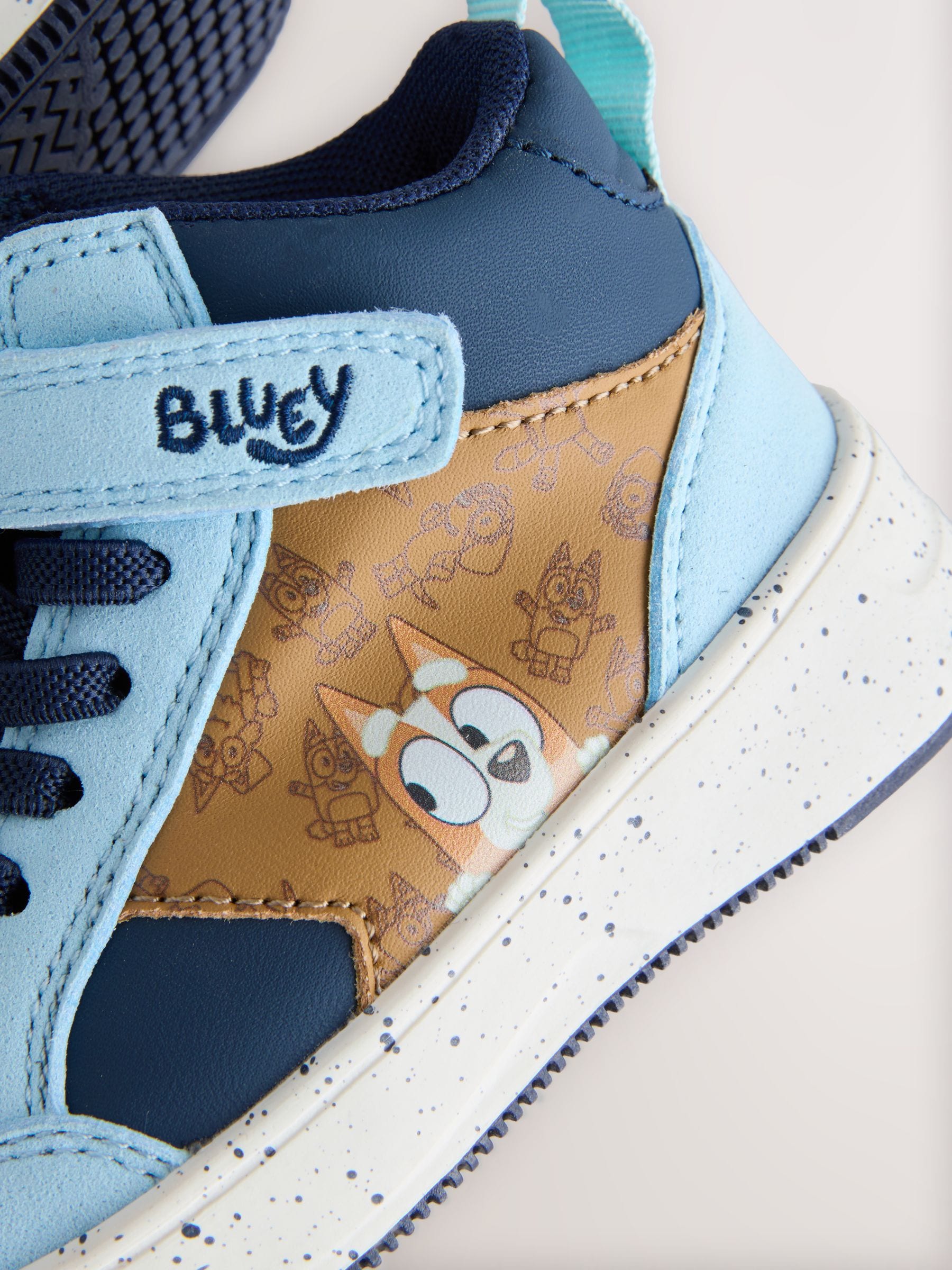 Navy Bluey Standard Fit (F) Touch Fastening Elastic Lace Hi Top Trainers image 7