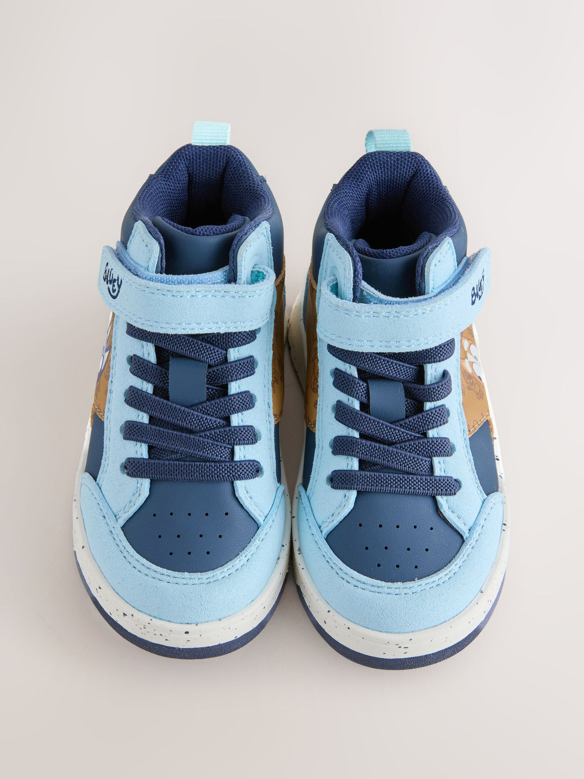 Navy Bluey Standard Fit (F) Touch Fastening Elastic Lace Hi Top Trainers image 8