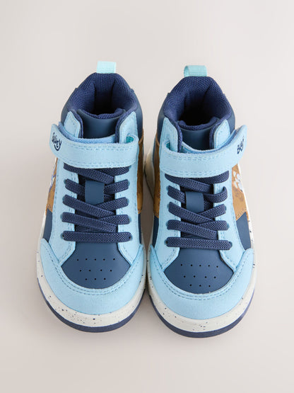Navy Bluey Standard Fit (F) Touch Fastening Elastic Lace Hi Top Trainers image 8