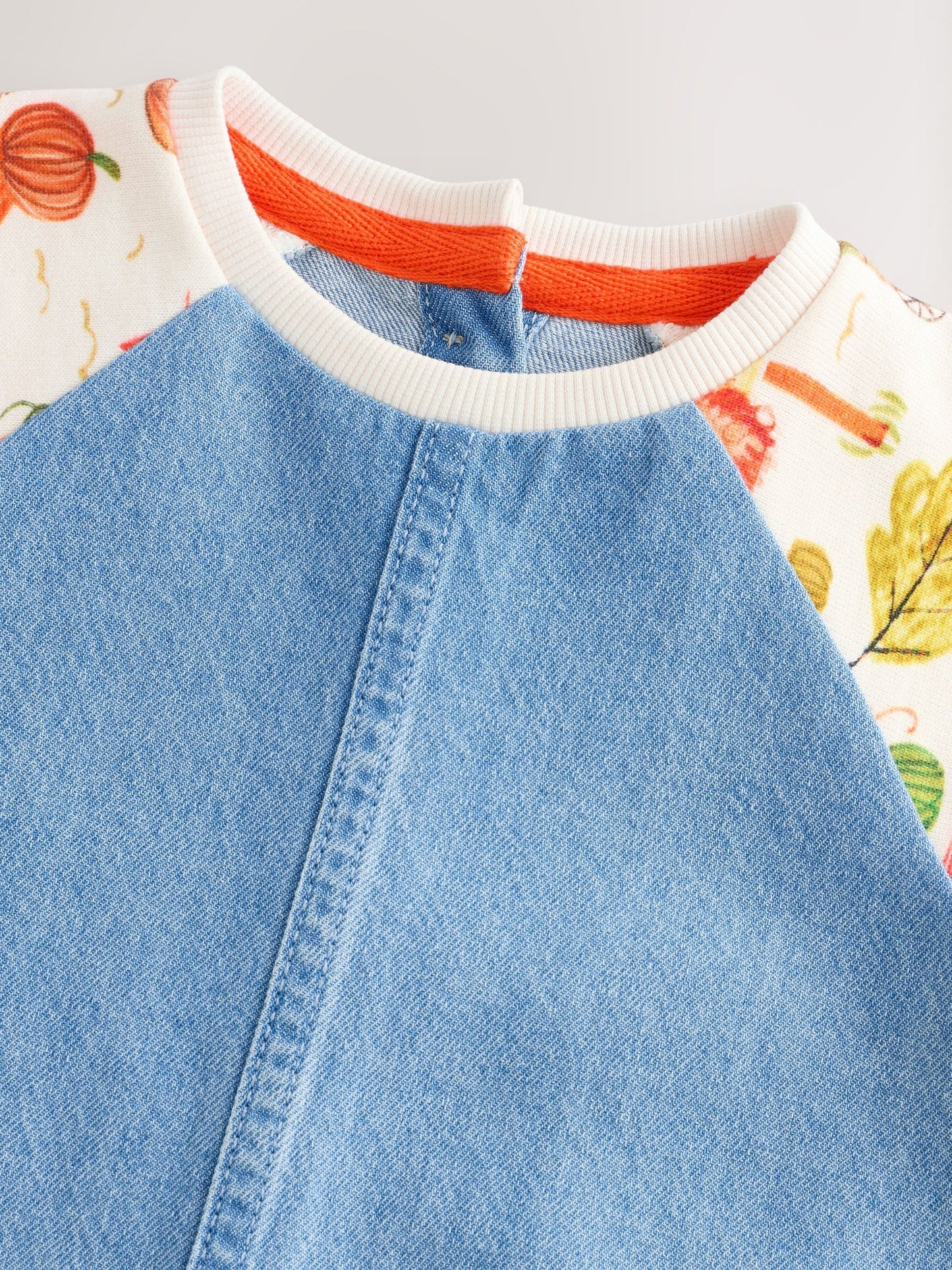 Pumpkin Print Raglan Denim Dress (3mths-8yrs)