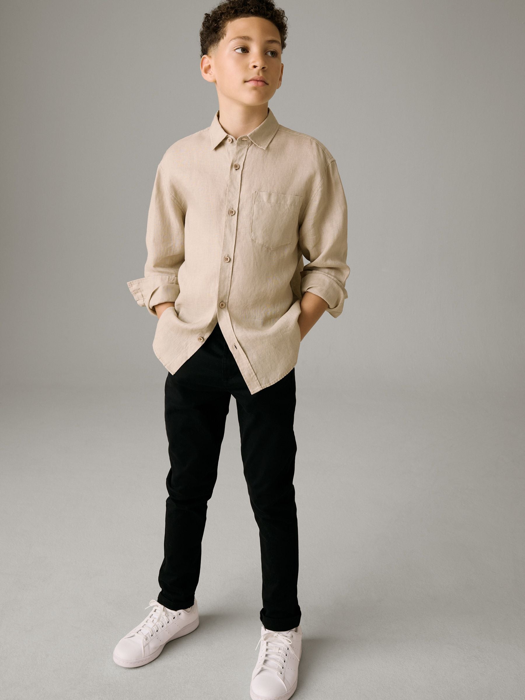 Dsiney Kidz - Neutral Long Sleeve Linen Shirt (3-16yrs) image 2