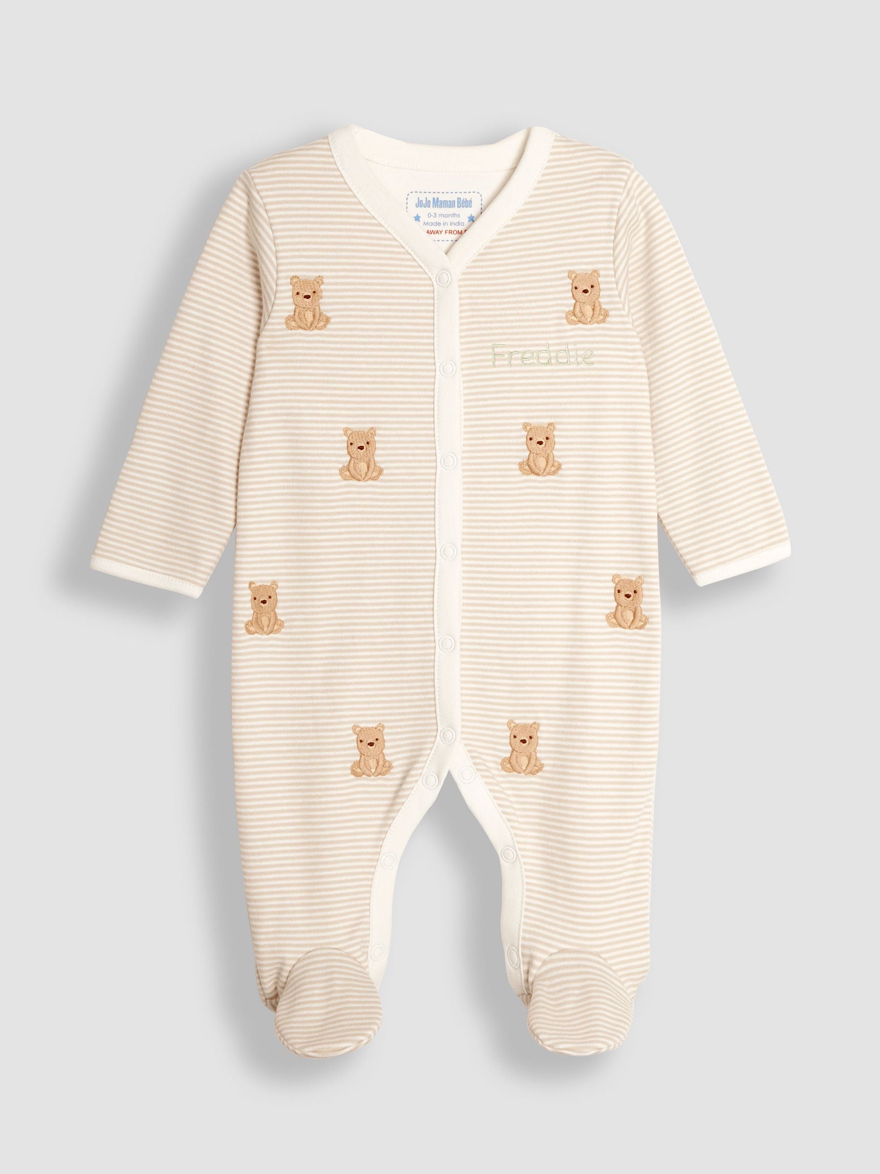 JoJo Maman Bébé Organic Cotton Embroidered Sleepsuit image 2