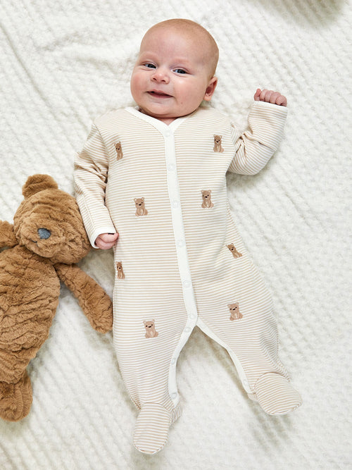 JoJo Maman Bébé Organic Cotton Embroidered Sleepsuit image 1