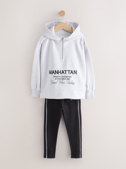 Grey Slogan Hoodie And Leggings Set (3-16yrs)
