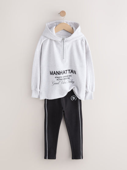 Grey Slogan Hoodie And Leggings Set (3-16yrs)