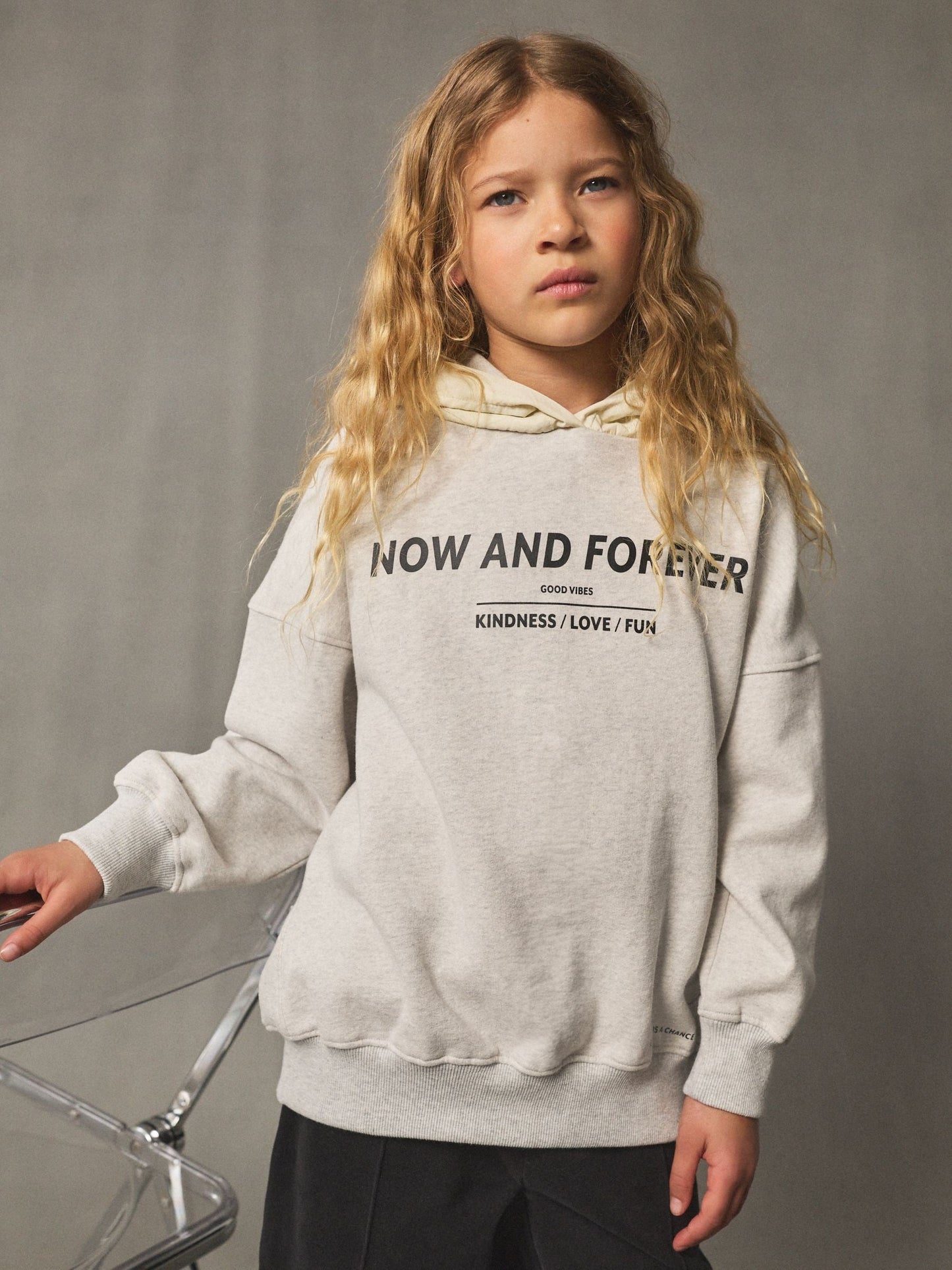 Grey/Ecru Contrast Hoodie (3-16yrs)