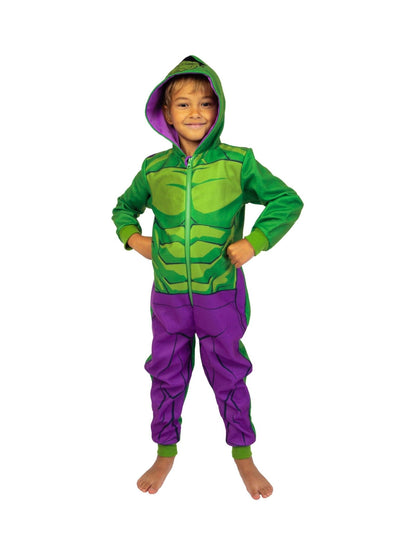 Character Green Marvel The Incredible Hulk Dress Up Fleece All-In-One Pyjamas - image 1