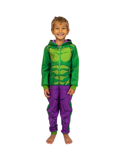 Character Green Marvel The Incredible Hulk Dress Up Fleece All-In-One Pyjamas - image 3