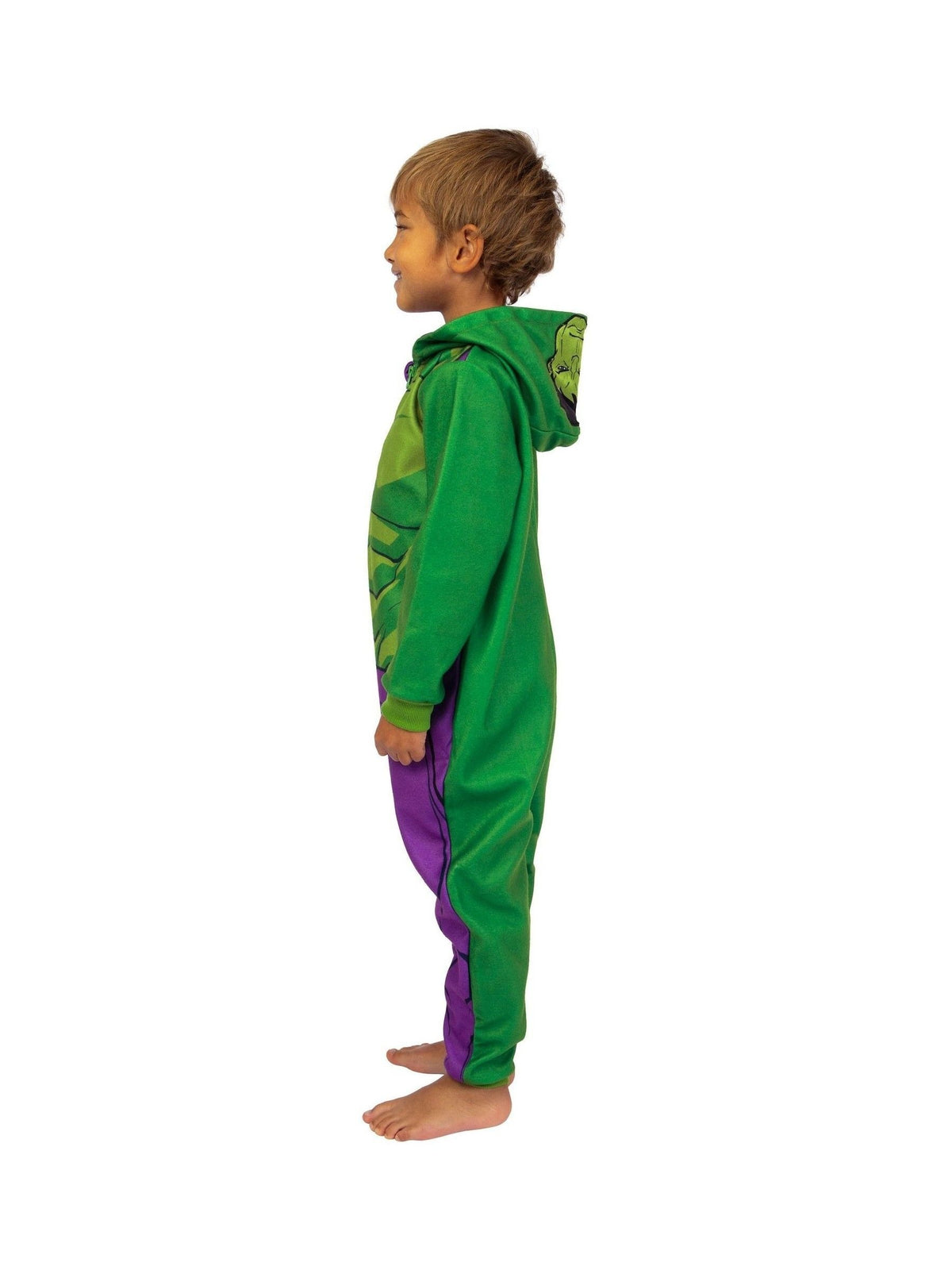 Character Green Marvel The Incredible Hulk Dress Up Fleece All-In-One Pyjamas - image 4