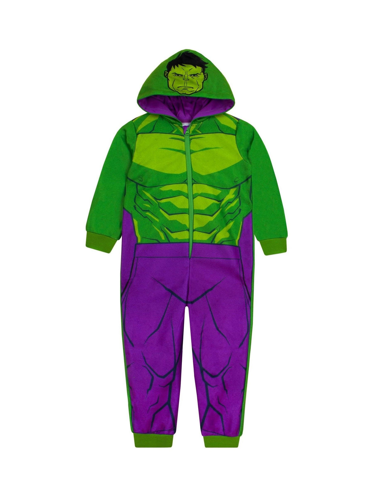 Character Green Marvel The Incredible Hulk Dress Up Fleece All-In-One Pyjamas - image 7