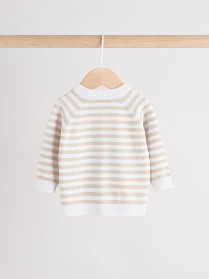 Neutral Stripe Knitted Top and Leggings Baby Set (0mths-2yrs)