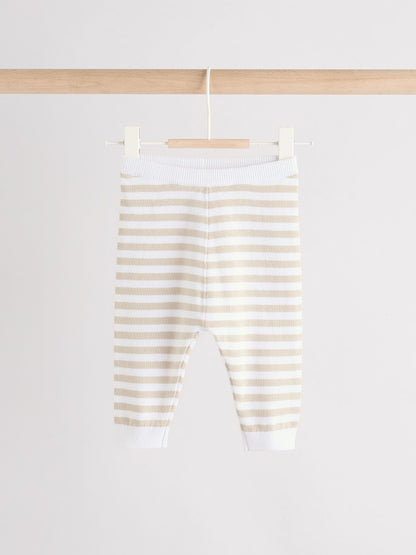 Neutral Stripe Knitted Top and Leggings Baby Set (0mths-2yrs)