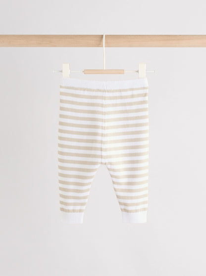 Neutral Stripe Knitted Top and Leggings Baby Set (0mths-2yrs)