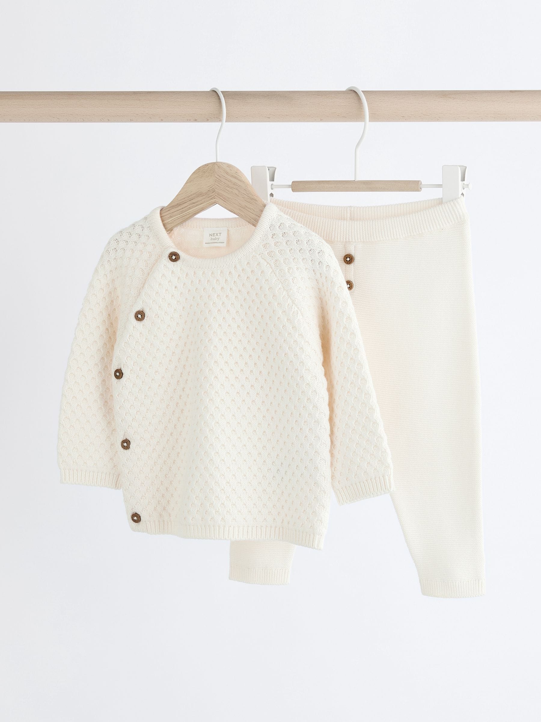 White Knitted Jumper And Trouser Baby Set (0mths-2yrs) image 1