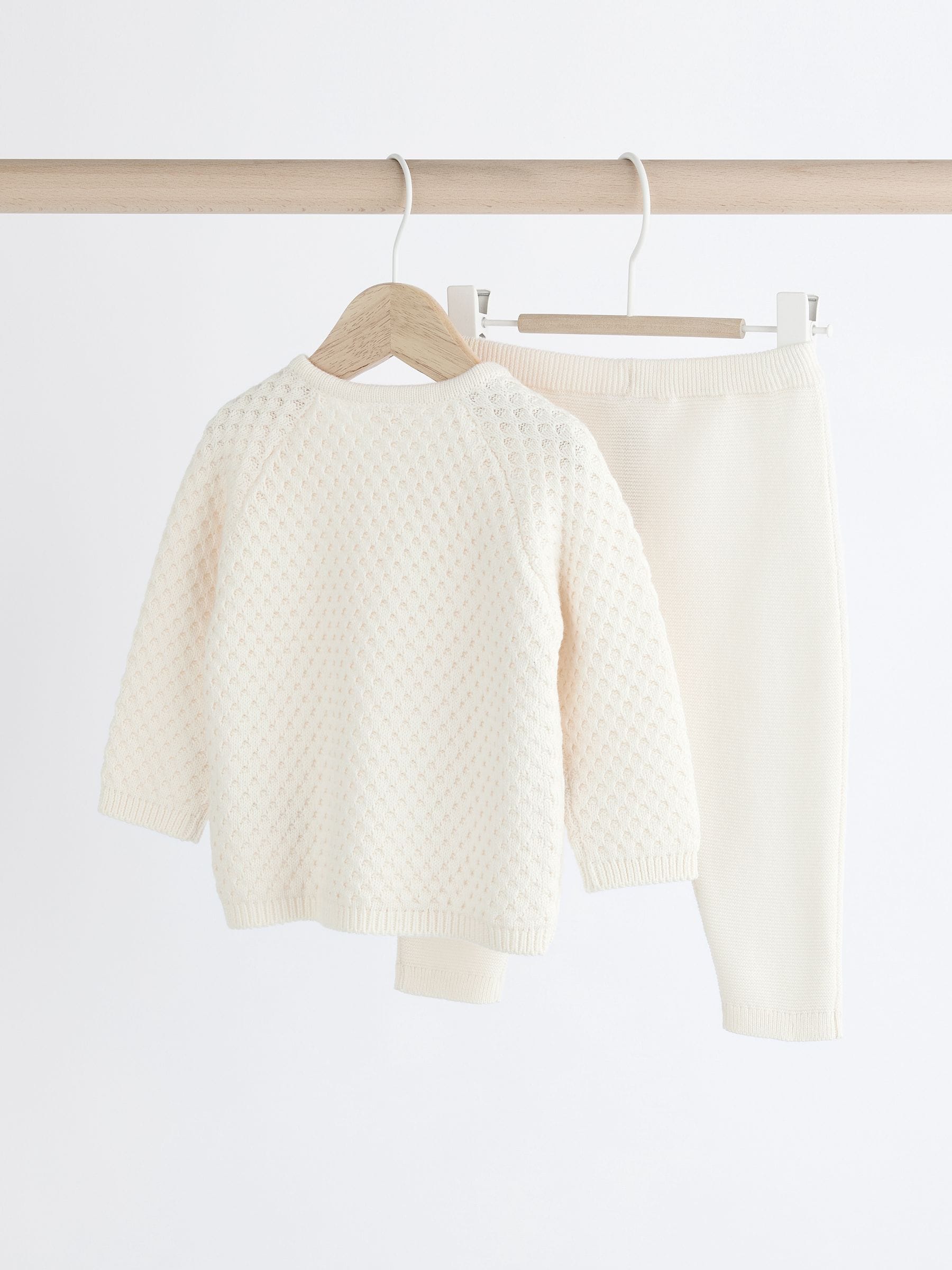 White Knitted Jumper And Trouser Baby Set (0mths-2yrs) image 5