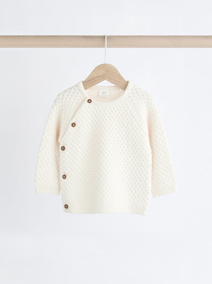 White Knitted Jumper And Trouser Baby Set (0mths-2yrs) image 6