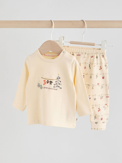 Dsiney Kidz - Cream My First Baby Christmas T-Shirt and Leggings Set (0-18mths) image 1