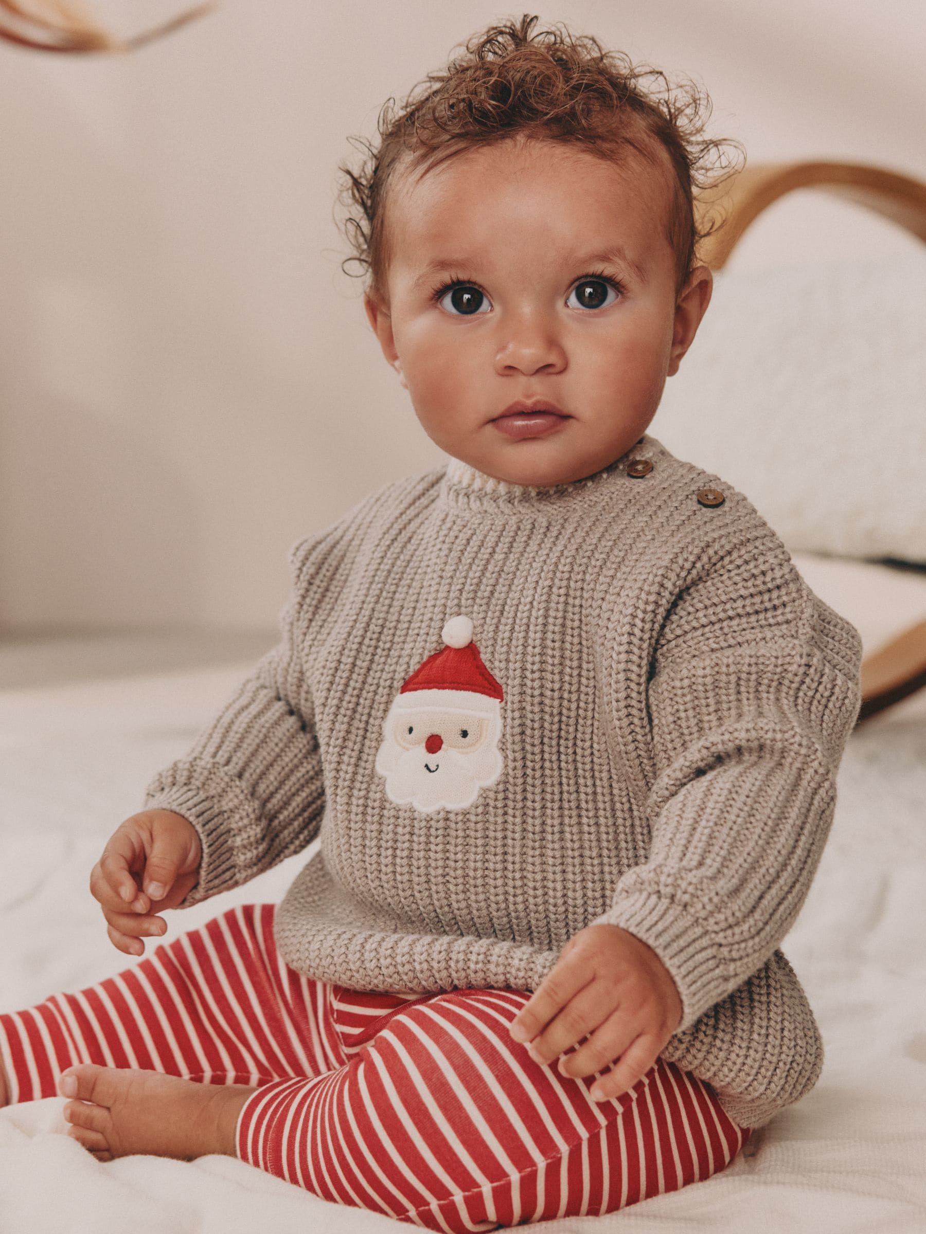 Knitted Santa Christmas Baby Jumper and Legging Set (0mths-2yrs) image 1