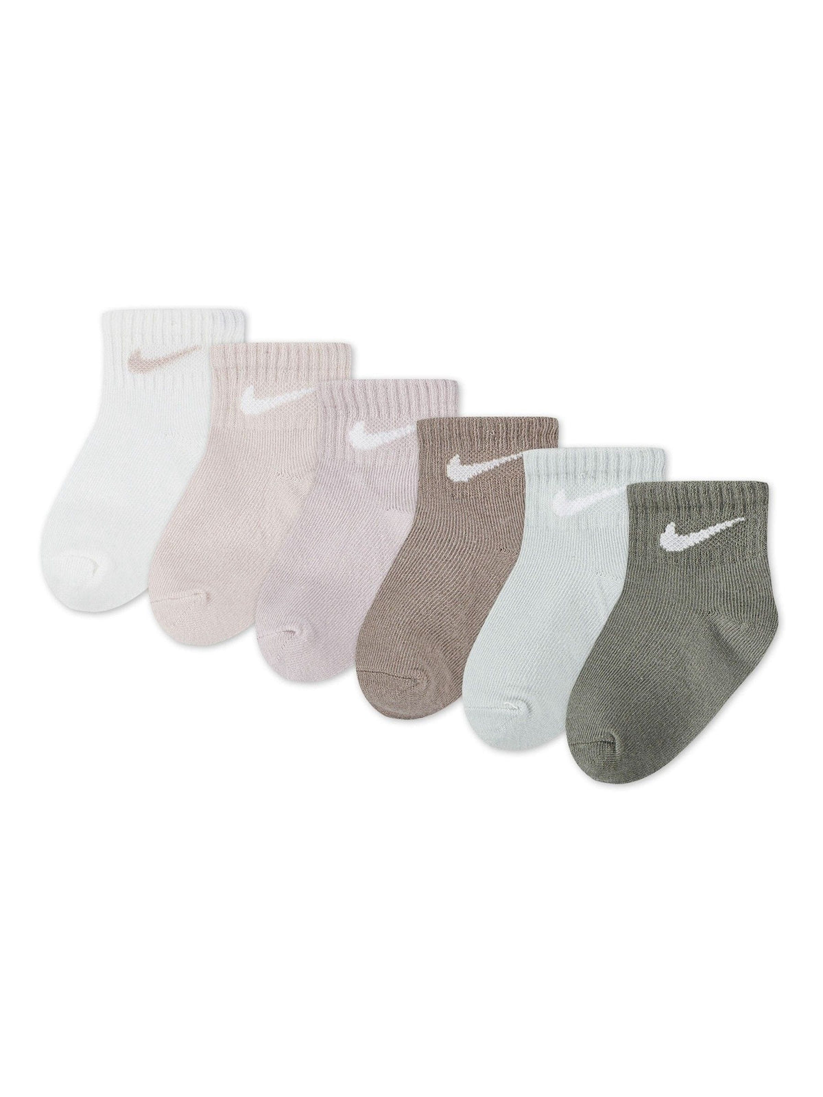Nike Multi Muted Colours Infant Swoosh Ankle Socks 6 Pack - image 1