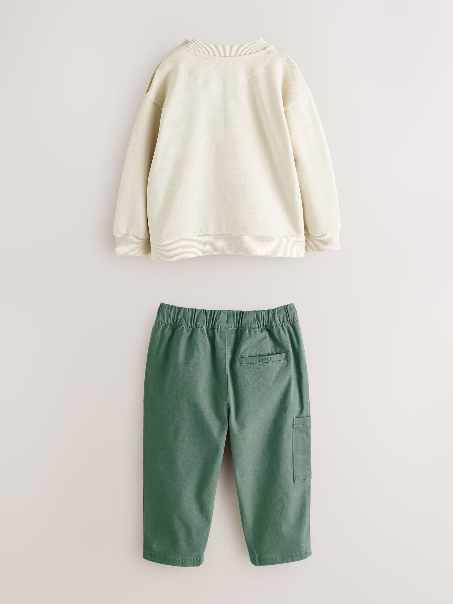 Baker by Ted Baker Stone and Green Sweatshirt and Cargo Trousers Set image 2