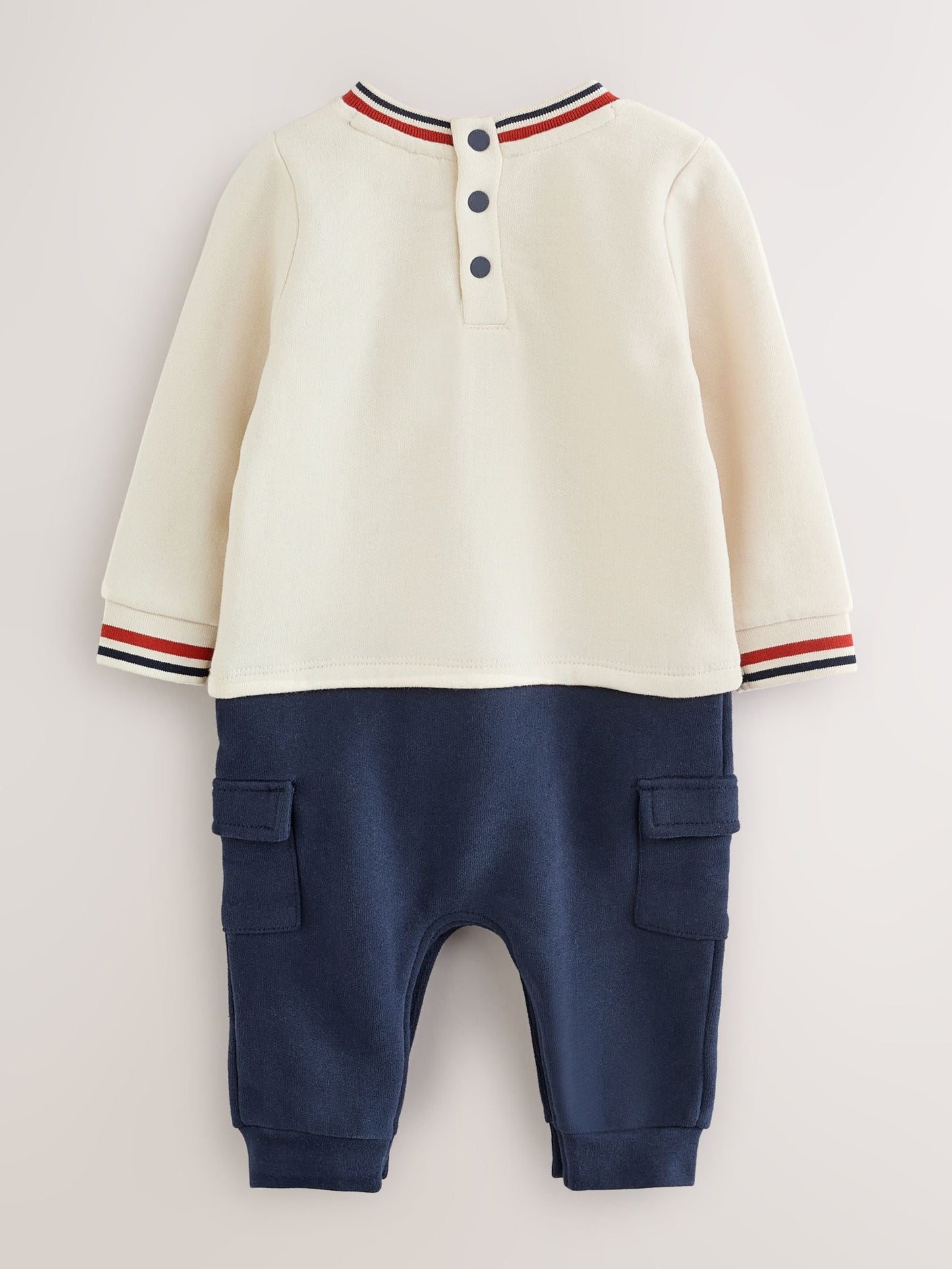Baker by Ted Baker Stone/Navy/Red Mockable Rompersuit image 3