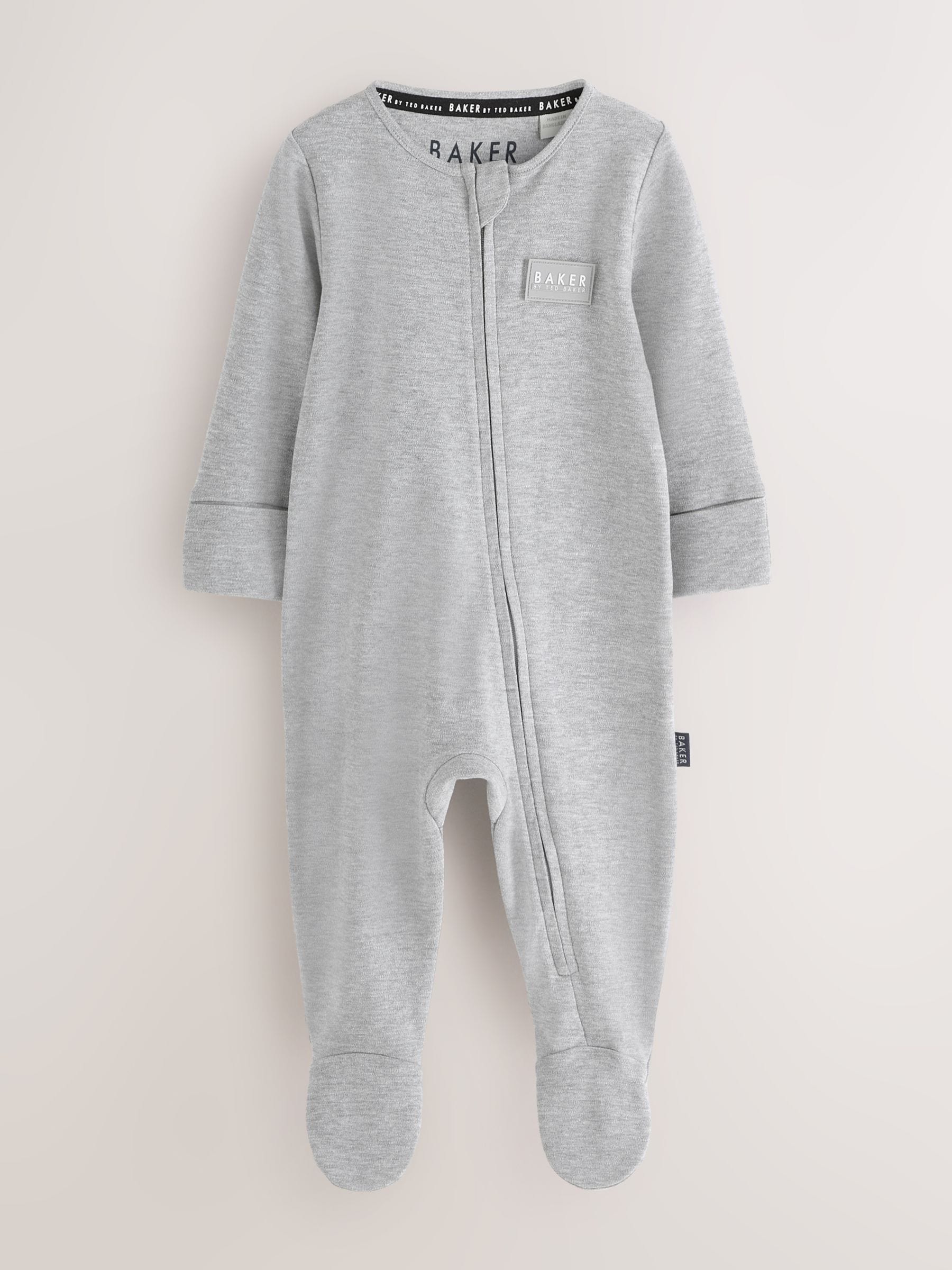 Baker by Ted Baker Grey/Green/Stone Baker by Ted Baker 3 Pack Sleepsuits image 3