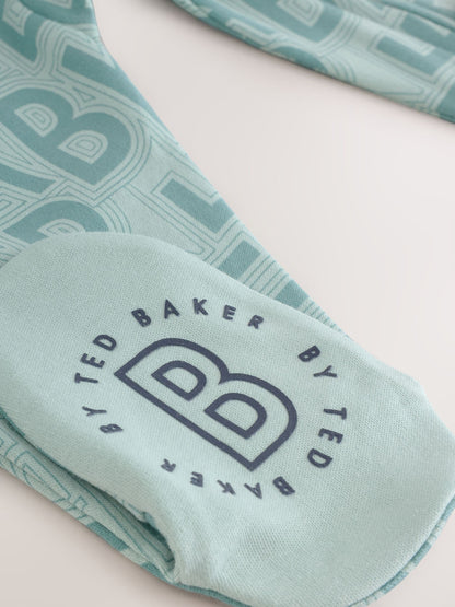 Baker by Ted Baker Grey/Green/Stone Baker by Ted Baker 3 Pack Sleepsuits image 7