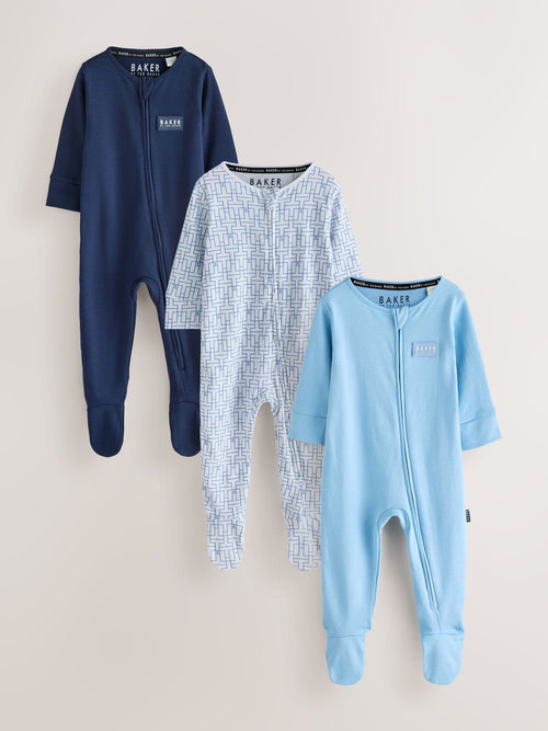 Baker by Ted Baker Navy/Blue Baker by Ted Baker 3 Pack Sleepsuits image 1
