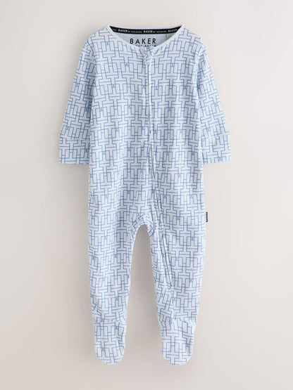 Baker by Ted Baker Navy/Blue Baker by Ted Baker 3 Pack Sleepsuits image 2