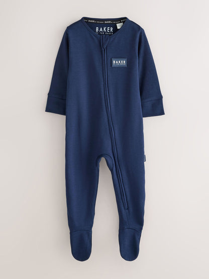 Baker by Ted Baker Navy/Blue Baker by Ted Baker 3 Pack Sleepsuits image 3
