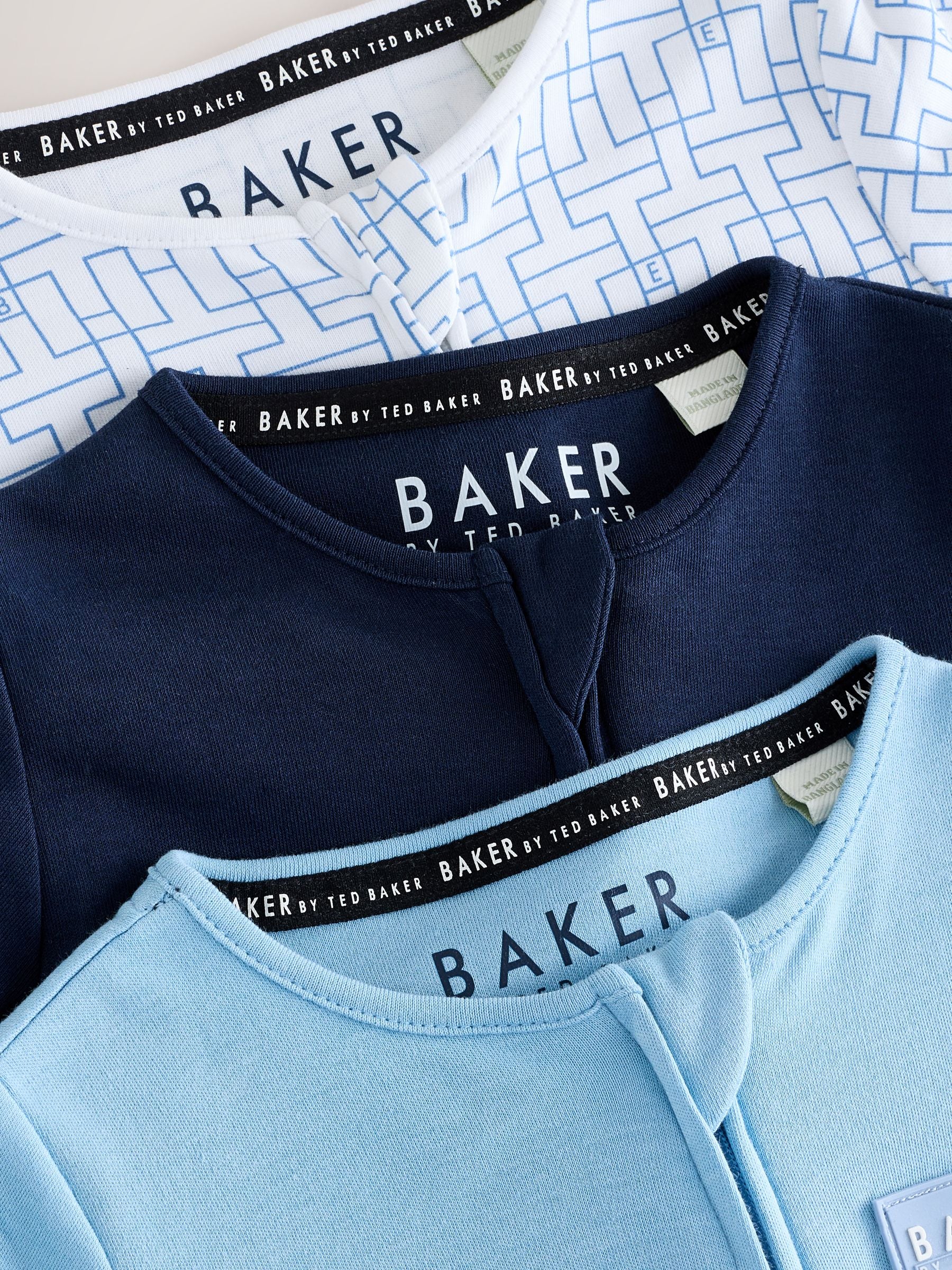 Baker by Ted Baker Navy/Blue Baker by Ted Baker 3 Pack Sleepsuits image 6