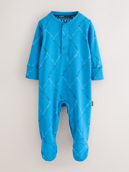 Baker by Ted Baker Navy Blue and Grey Sleepsuits 3 Pack image 2