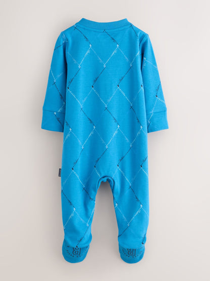 Baker by Ted Baker Navy Blue and Grey Sleepsuits 3 Pack image 3