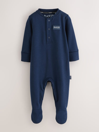 Baker by Ted Baker Navy Blue and Grey Sleepsuits 3 Pack image 4