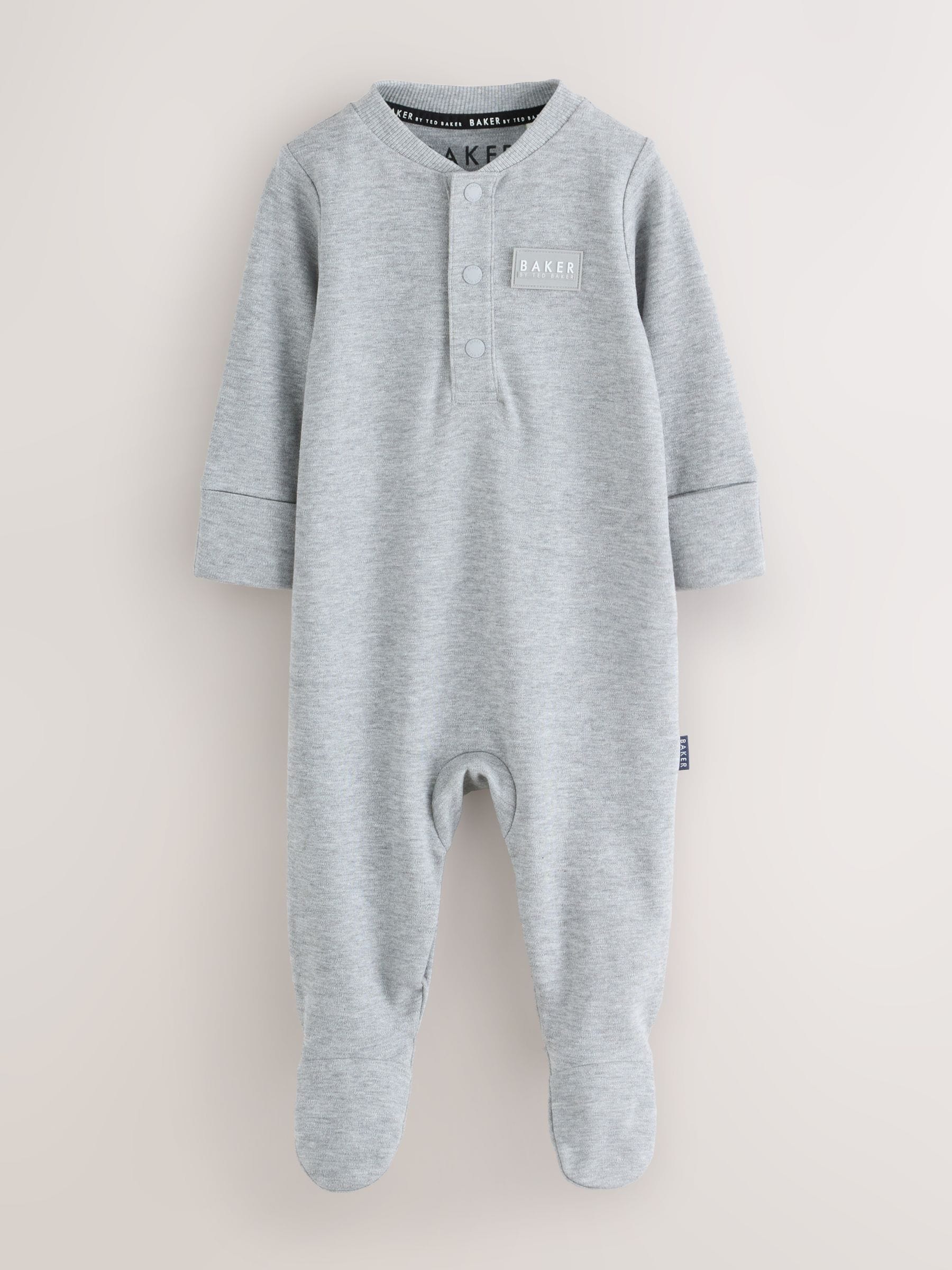 Baker by Ted Baker Navy Blue and Grey Sleepsuits 3 Pack image 5