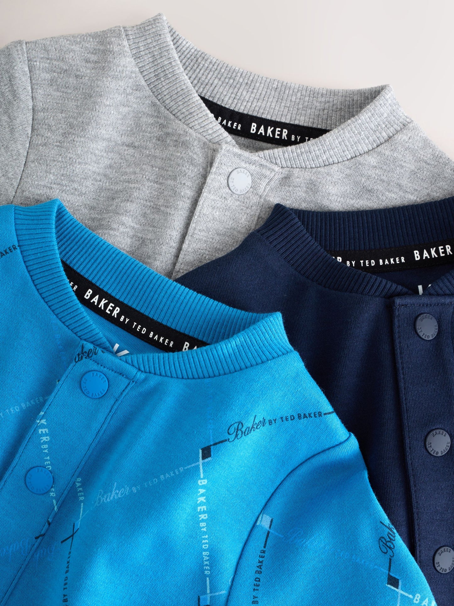 Baker by Ted Baker Navy Blue and Grey Sleepsuits 3 Pack image 6