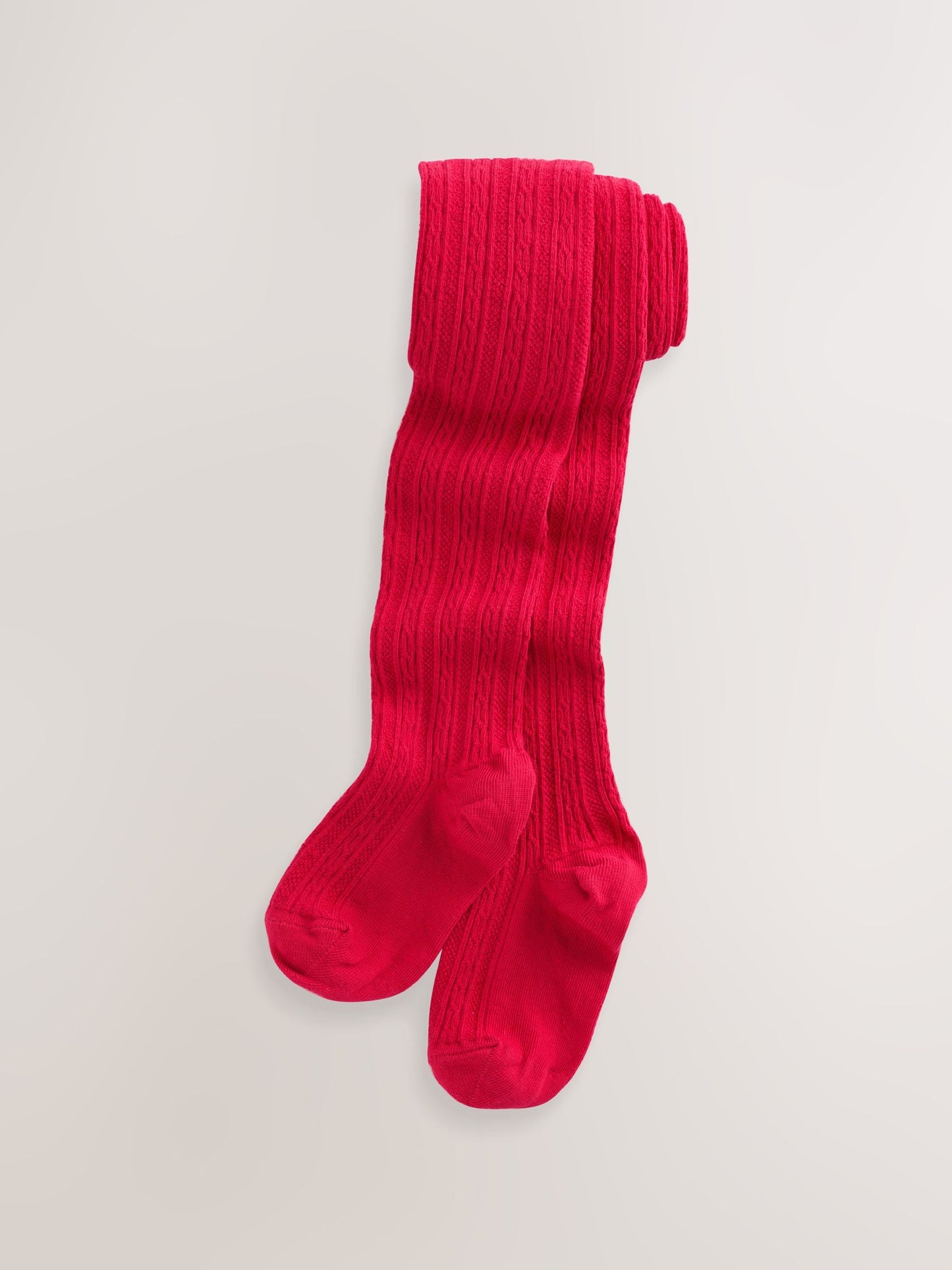 Red Regular Length Cotton Rich Cable Tights image 1